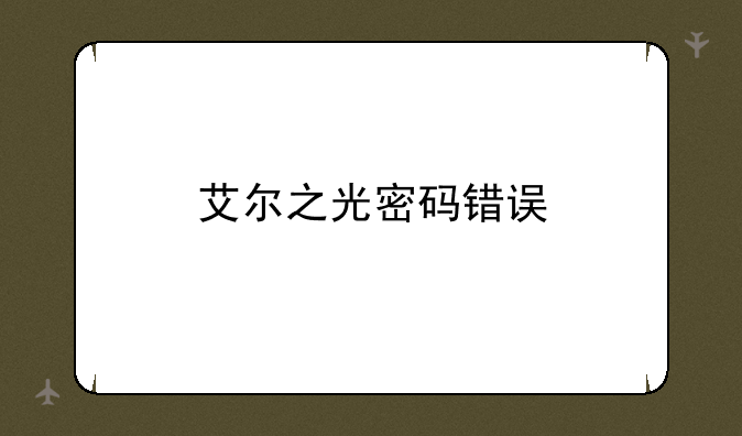 艾尔之光密码错误