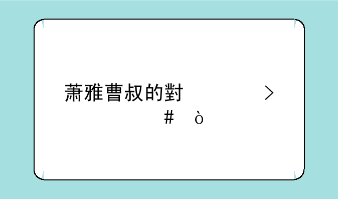 萧雅曹叔的小说叫什么？