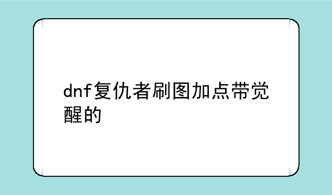 dnf复仇者刷图加点带觉醒的