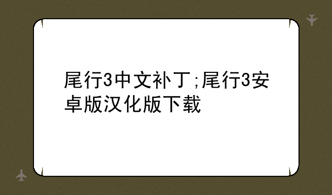 尾行3中文补丁;尾行3安卓版汉化版下载