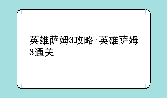 英雄萨姆3攻略:英雄萨姆3通关